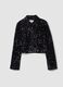 Blazer chenille nero regular fit con paillettes_0