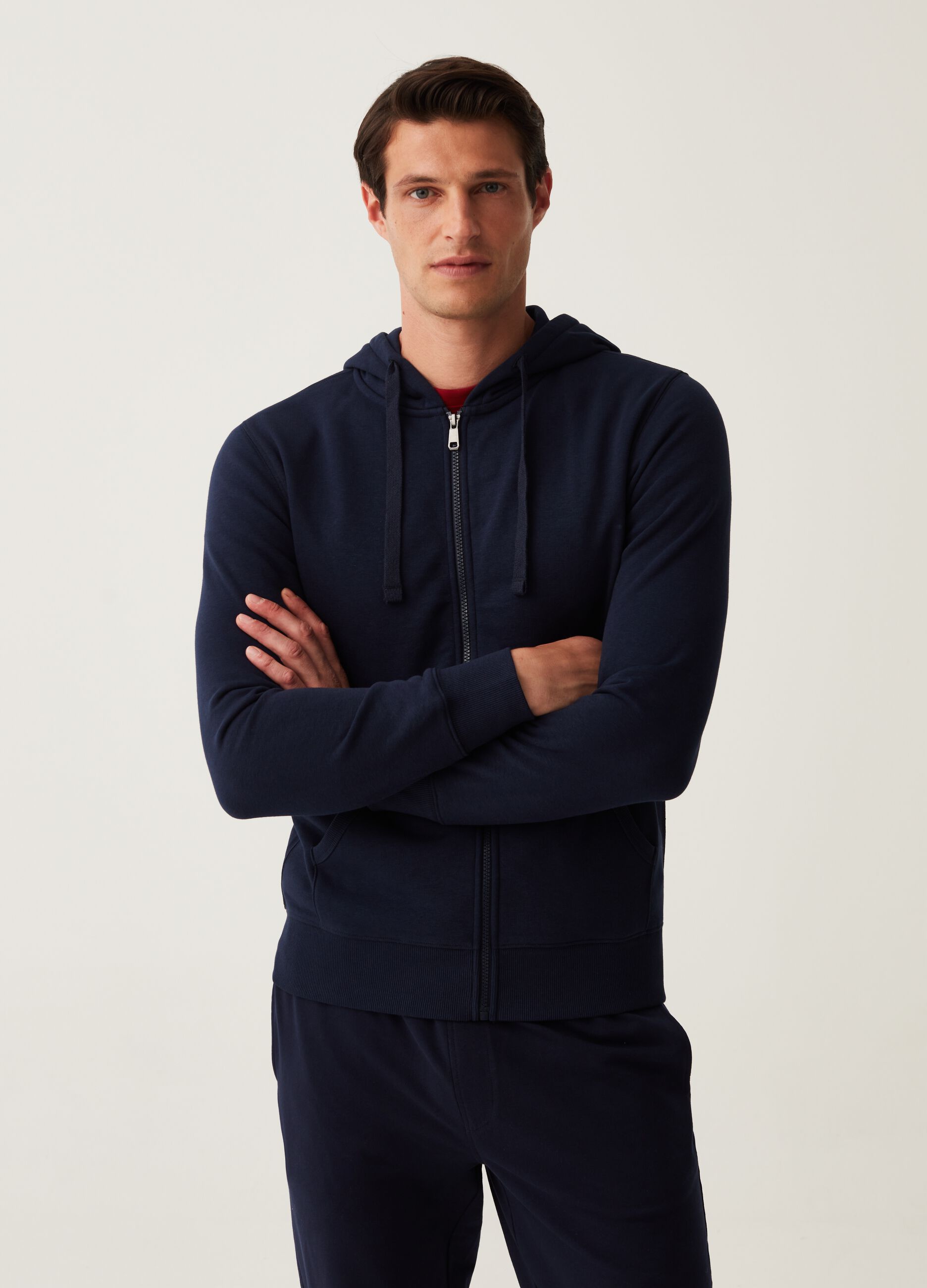 Full-zip in French Terry con cappuccio_0