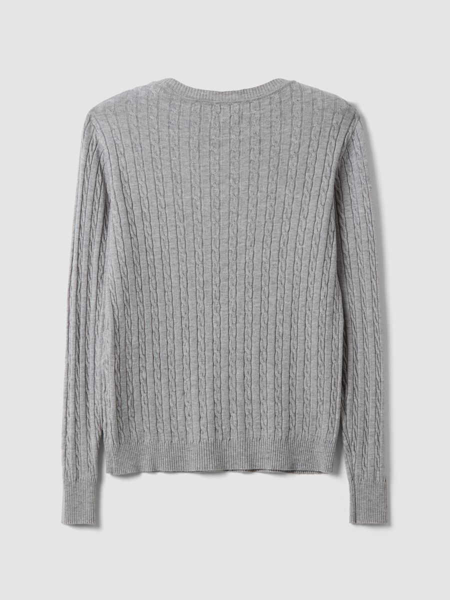 Maglia grigia in misto viscosa a trecce regular fit_2