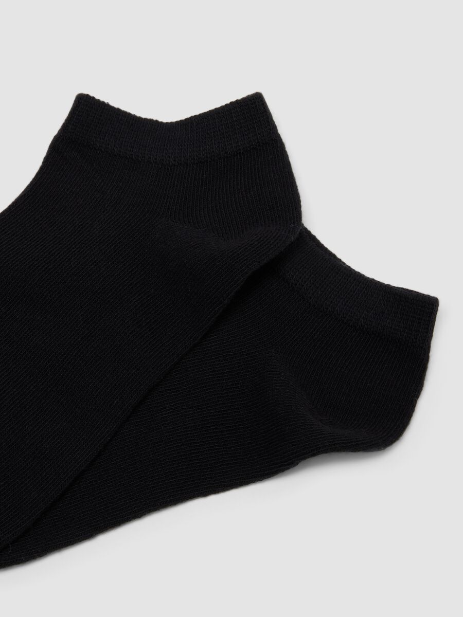 Seven-pack of black ankle socks in organic cotton jersey blend_1