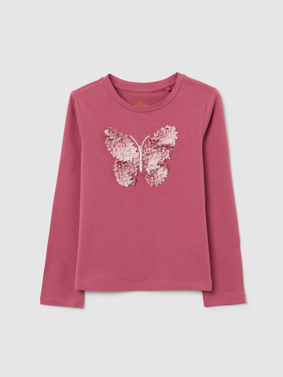 Girls' pink regular fit cotton blend top with print_0
