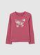 Girls' pink regular fit cotton blend top with print_0