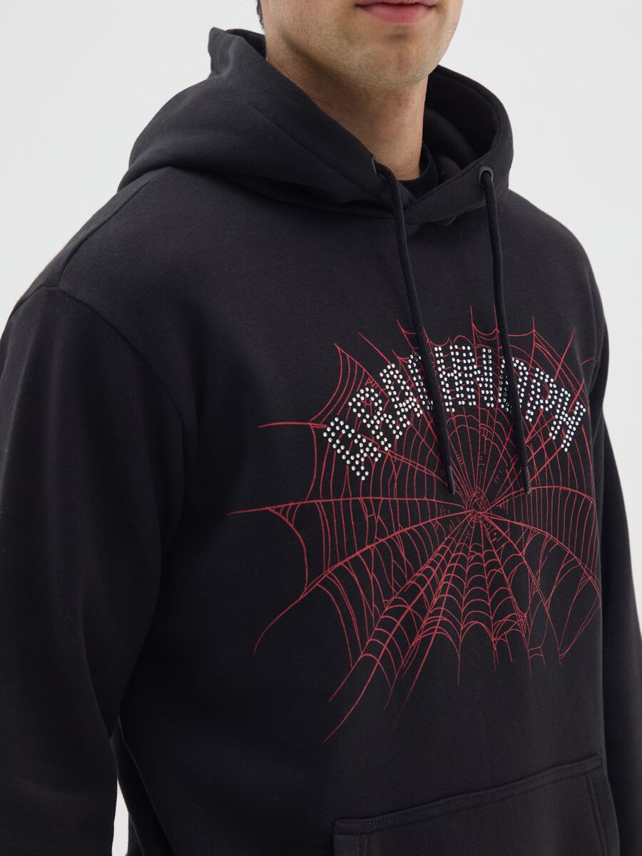 Felpa in misto cotone nero con cappuccio_3