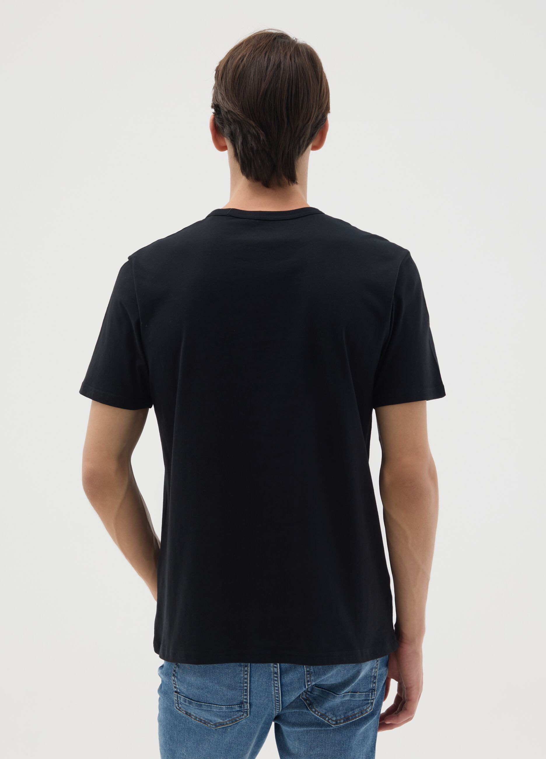Black pure cotton T-shirt regular fit with print