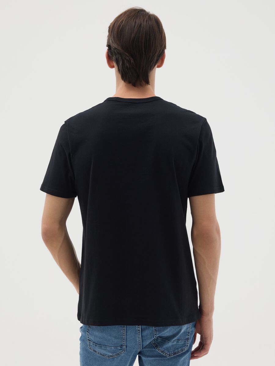 Black pure cotton T-shirt regular fit with print_3
