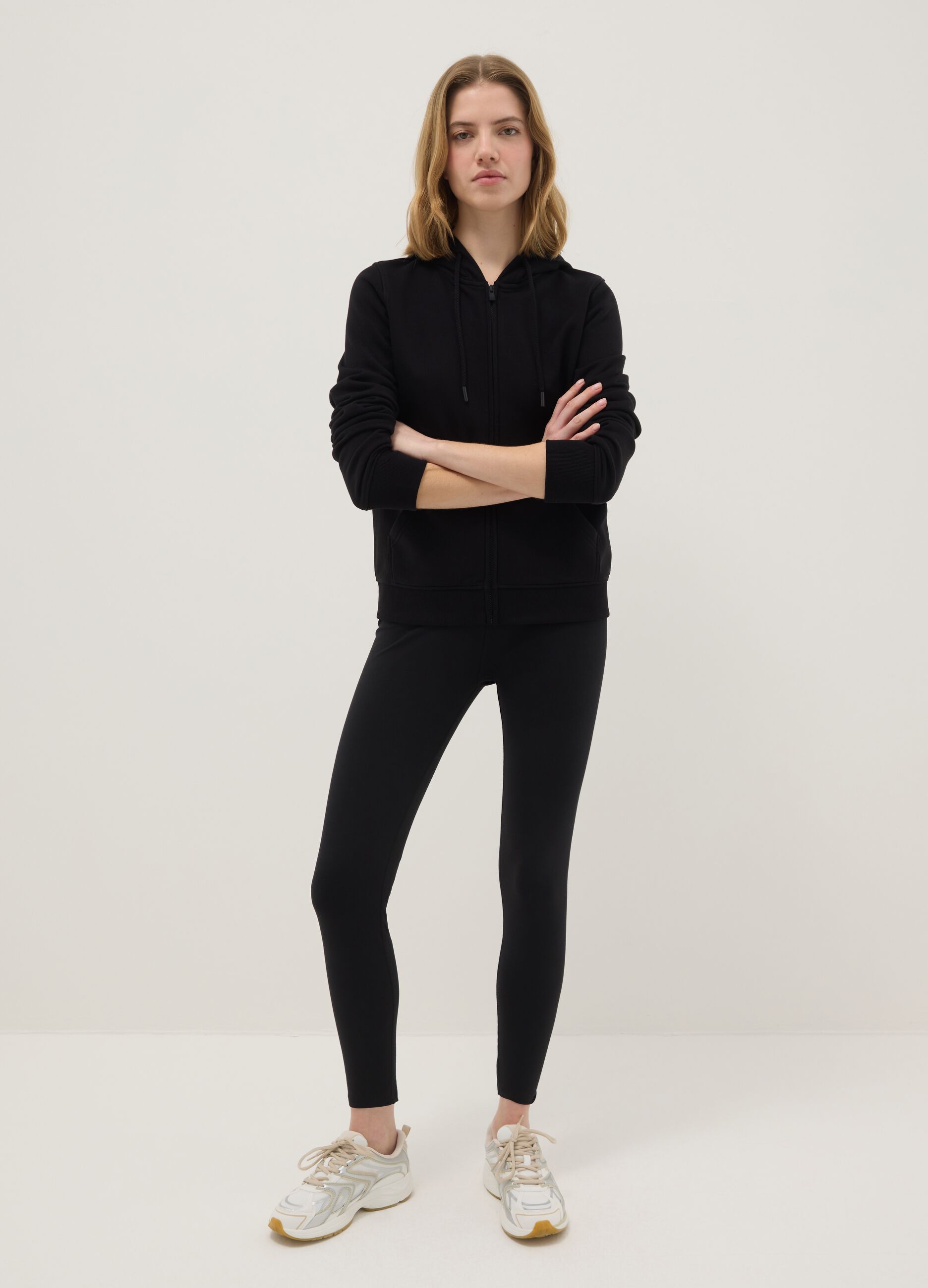 Leggings in cotone elasticizzato nero slim fit