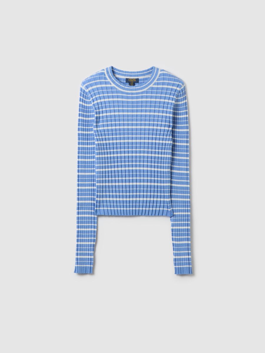 T-shirt a costine in fantasia a righe _3