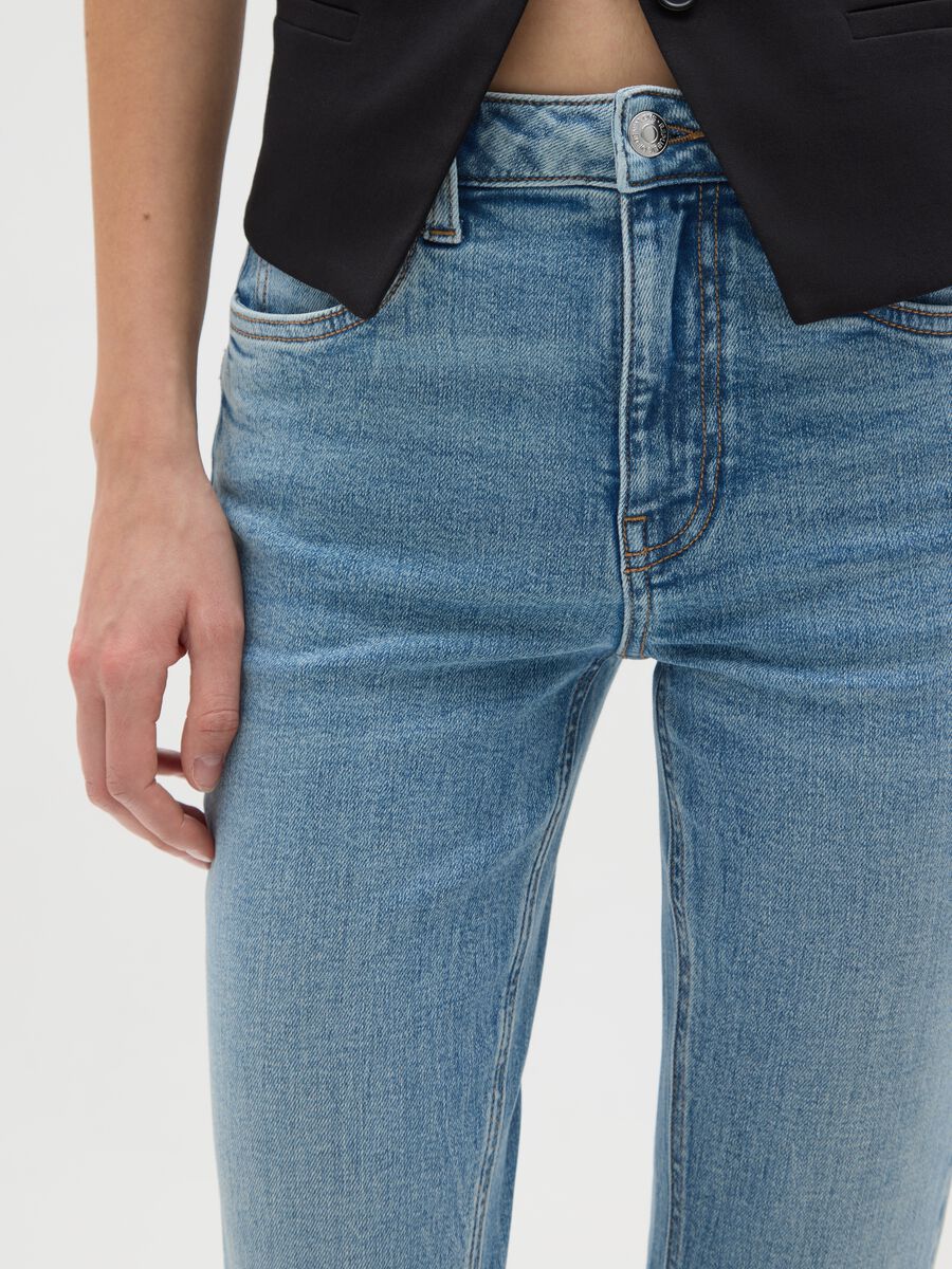 Blue denim cotton stretch flare jeans_3