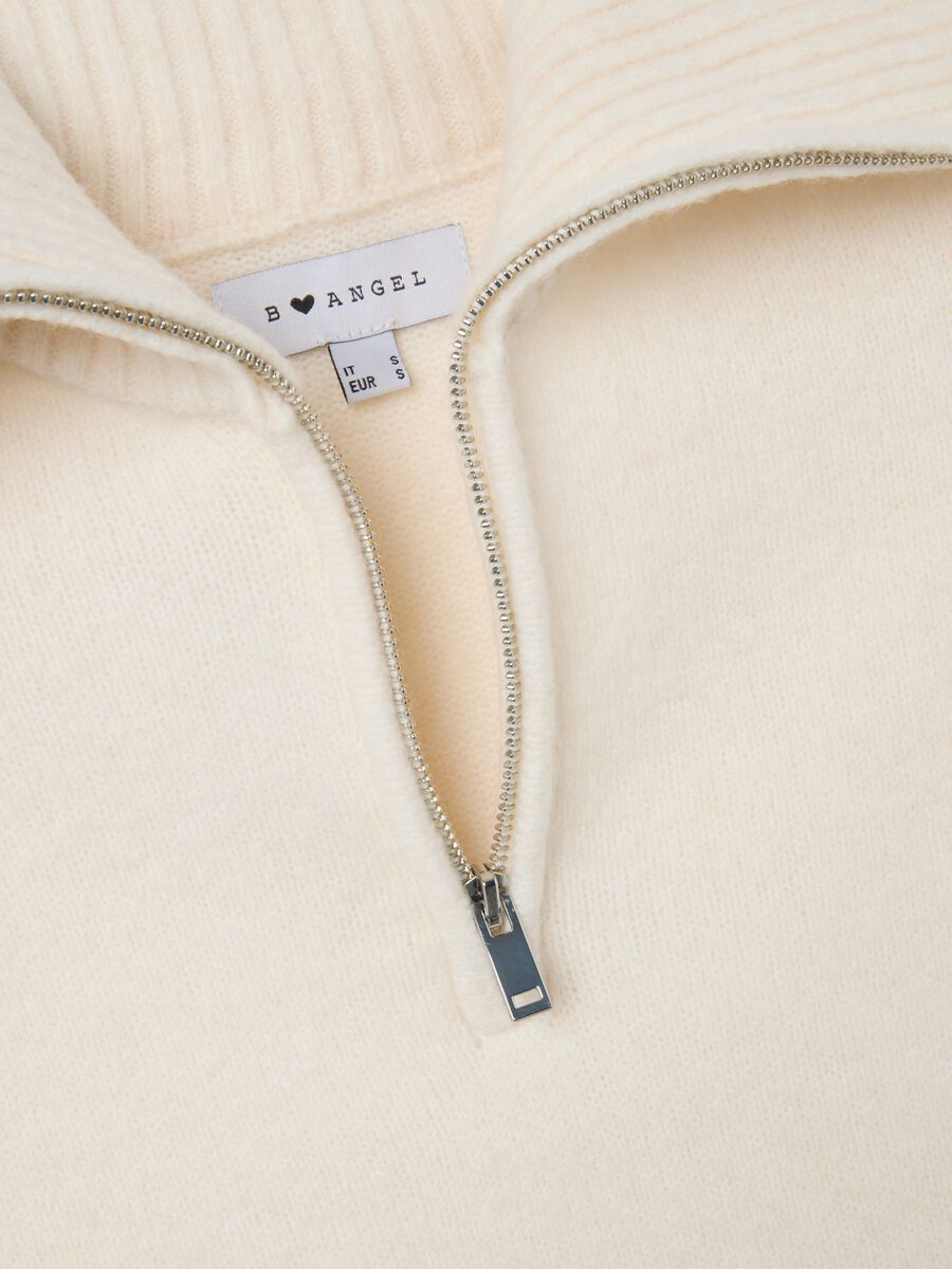 White Wool Blend Zip Pullover_5
