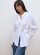 White stretch cotton poplin shirt with waist hook detail_0