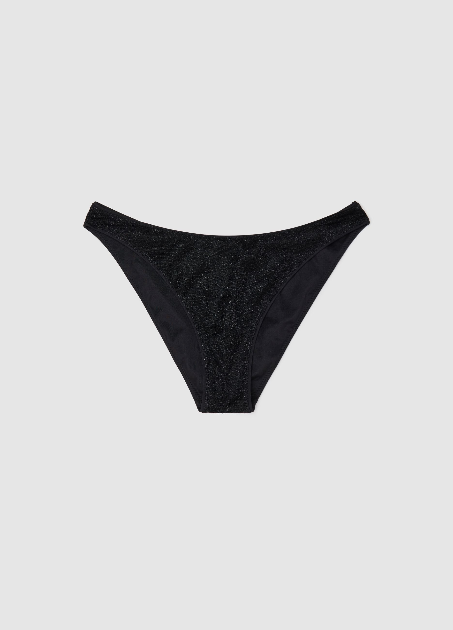 Slip bikini da donna in lurex nero