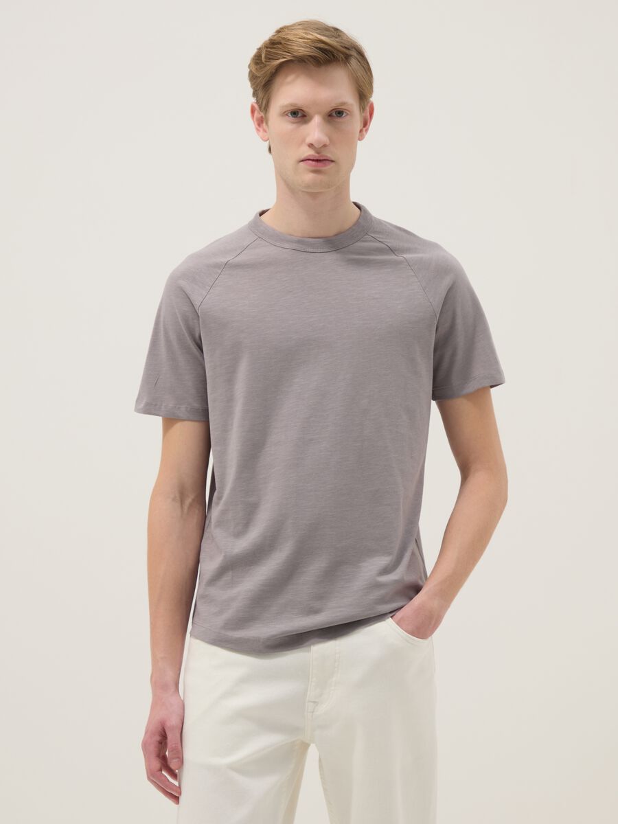 Grey pure cotton regular fit t-shirt_0