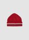 Red baby hat in pure organic cotton jersey knit with teddy bear patch_1
