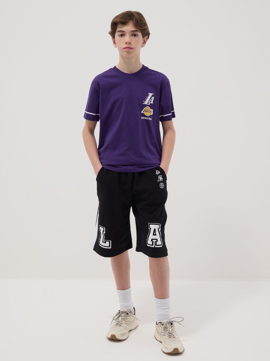 Multicolour pure cotton boy's set regular fit with Lakers prints_0