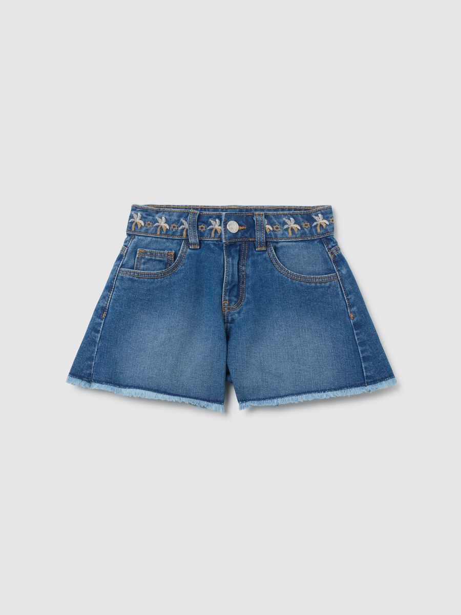 Children's pure cotton denim shorts with regular fit_0