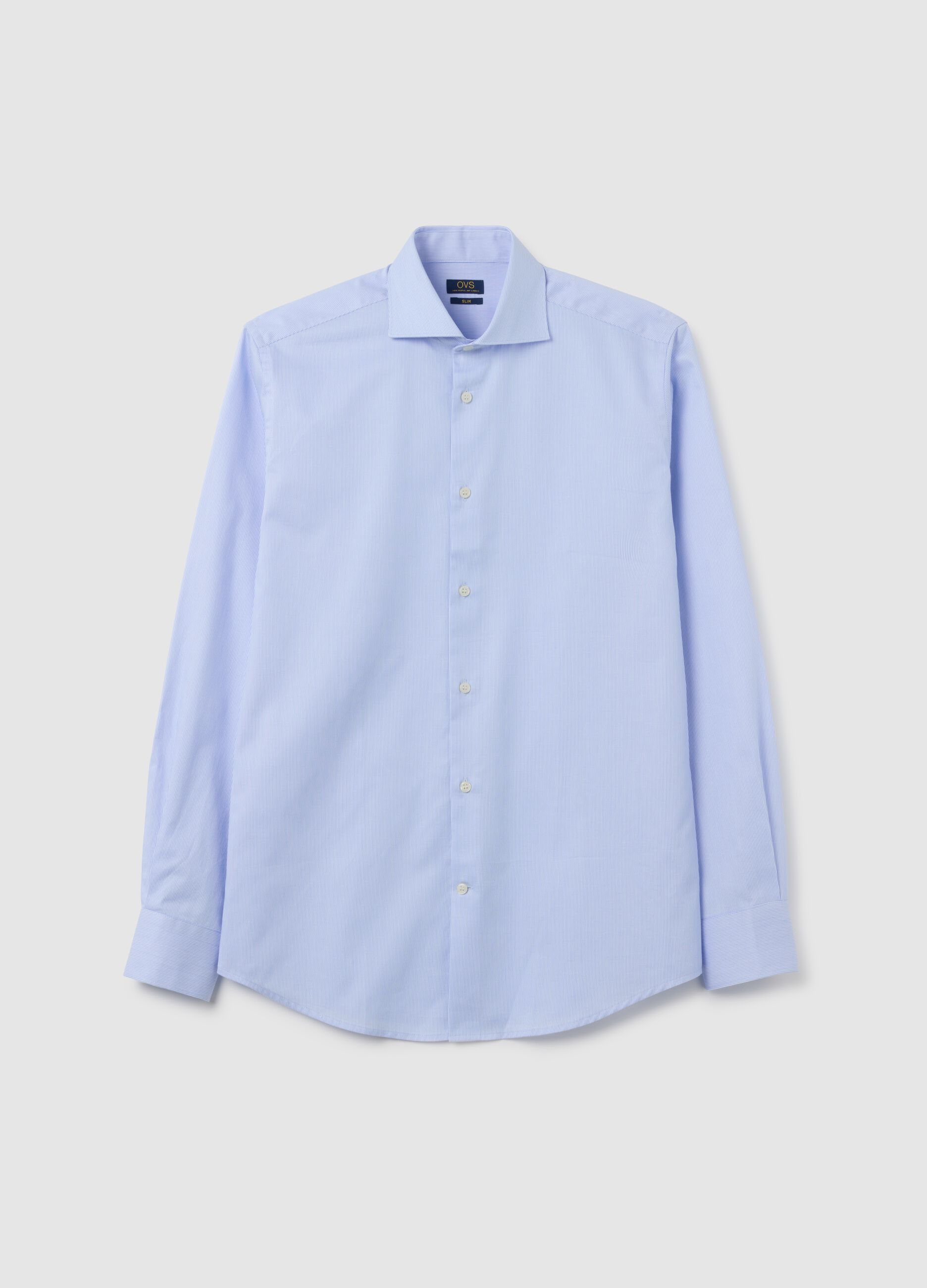 Men's pure cotton blue slim fit easy iron shirt