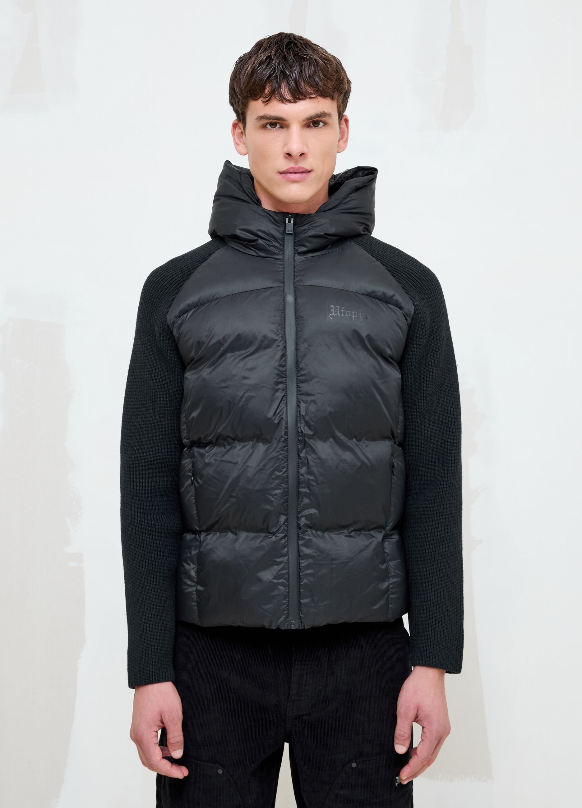 Padded Knit Jacket Black