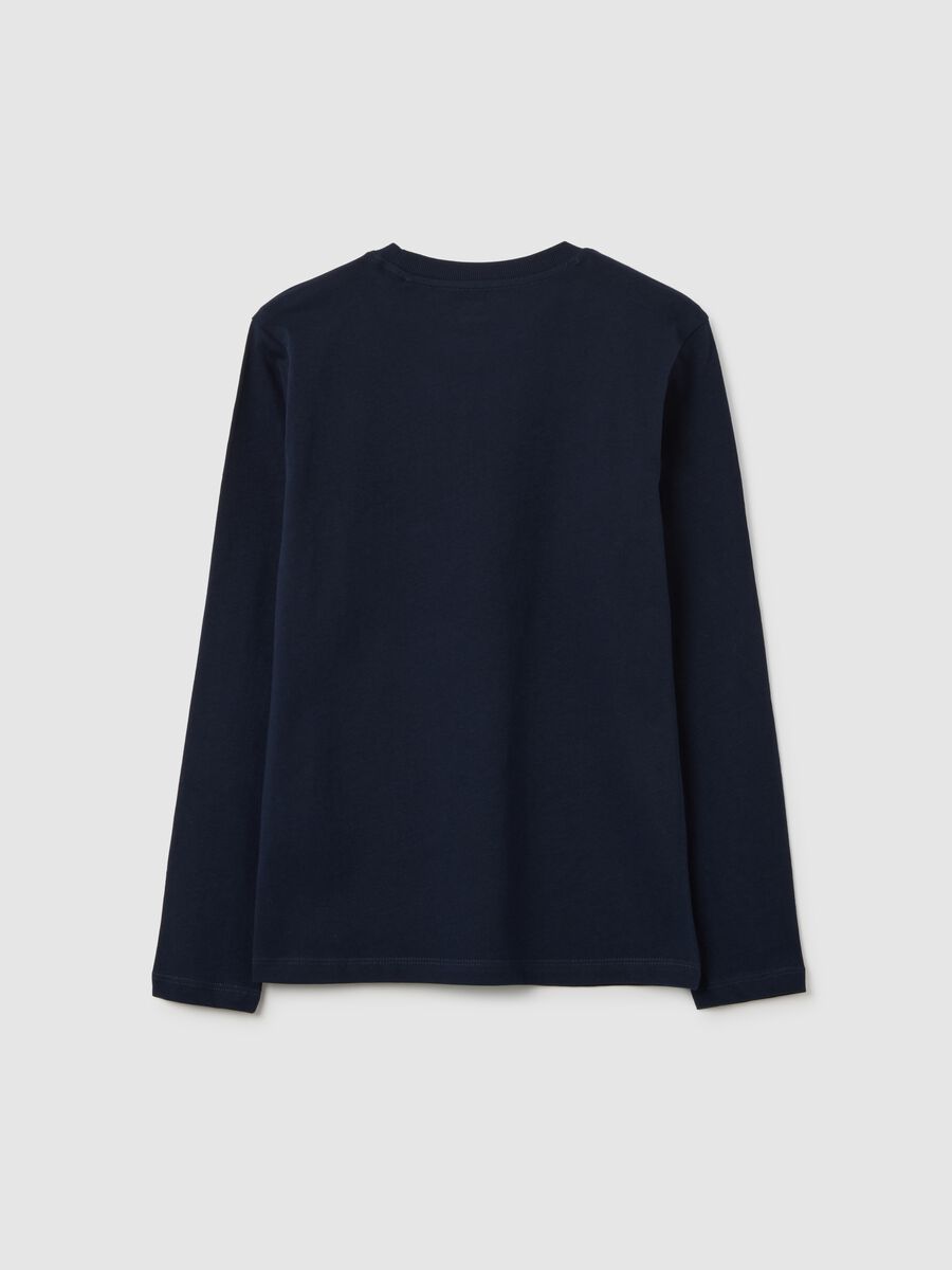 Maglia da ragazzo in puro cotone blu regular fit_4