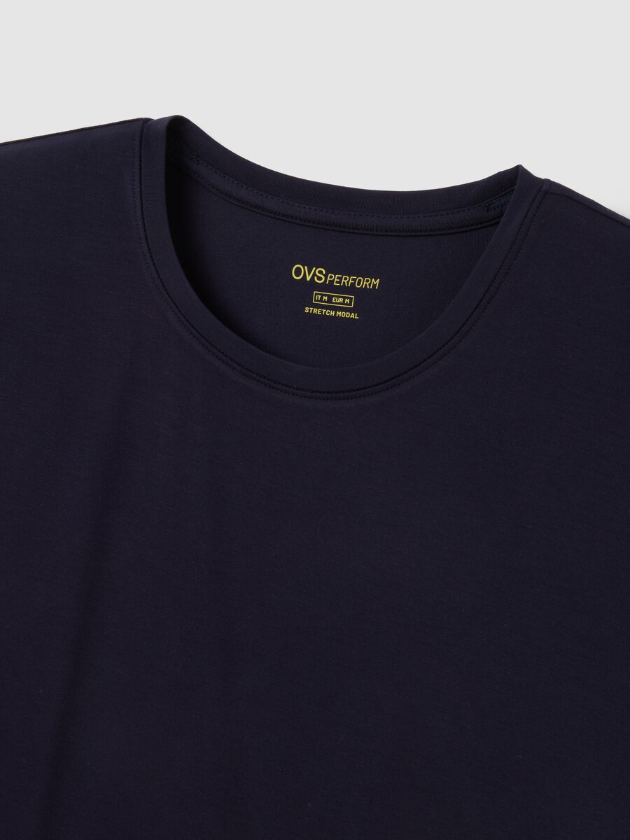 T-shirt blu in modal elasticizzato regular fit_1