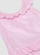 Pink stretch swimsuit with ruffles for baby girls_2