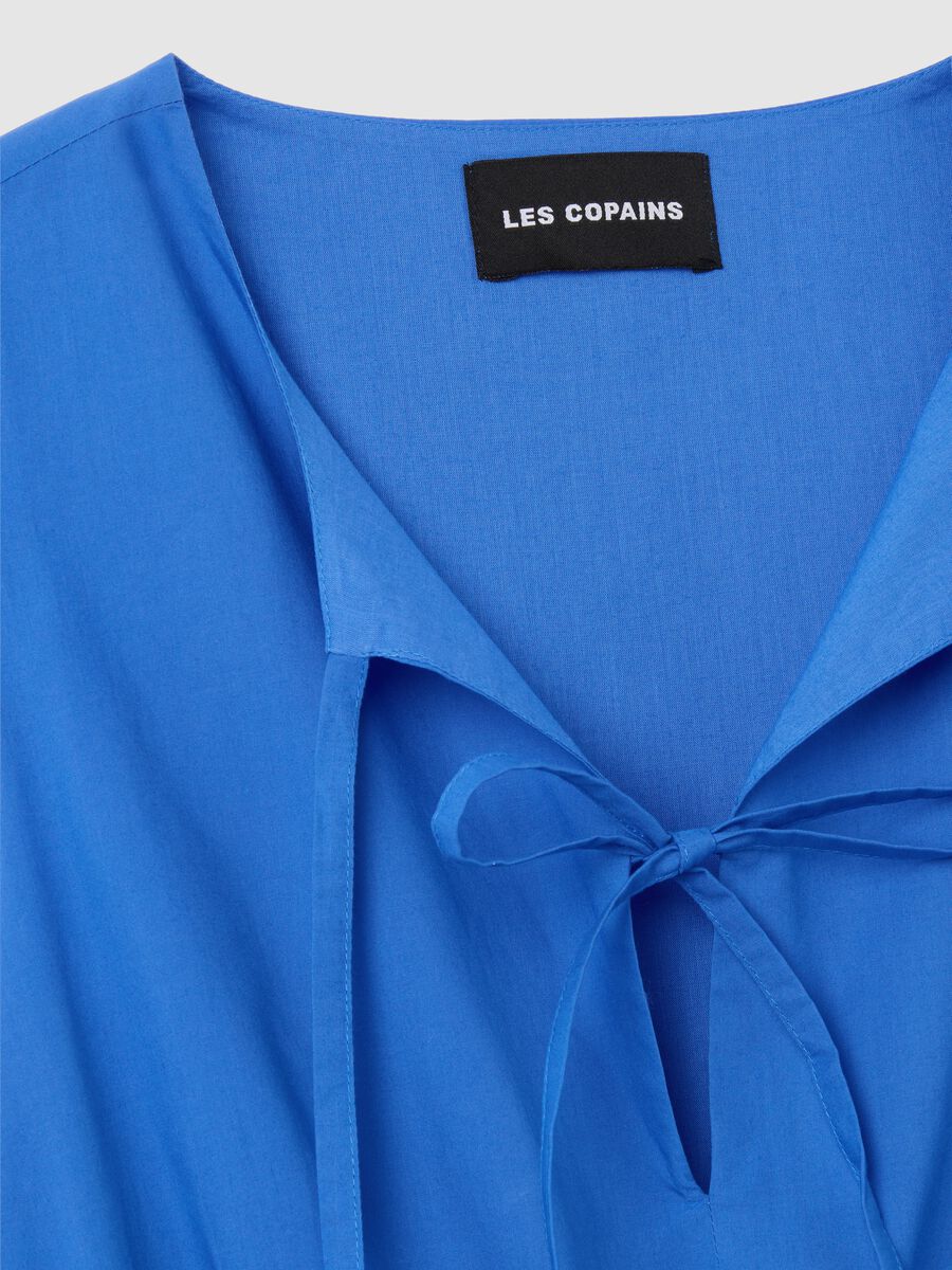 Women's long blue pure cotton regular fit dress_5
