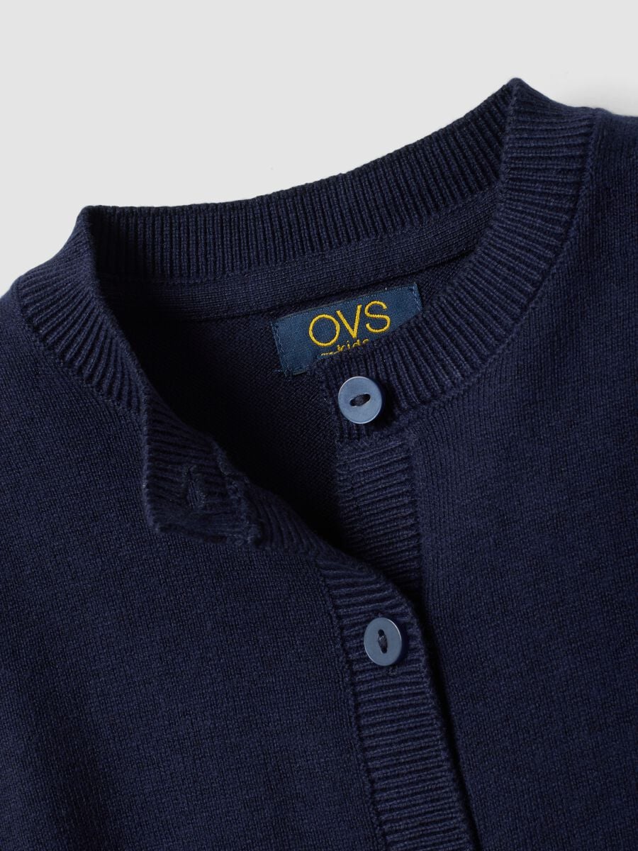 Cardigan blu in misto cotone a girocollo regular fit per bambina_3