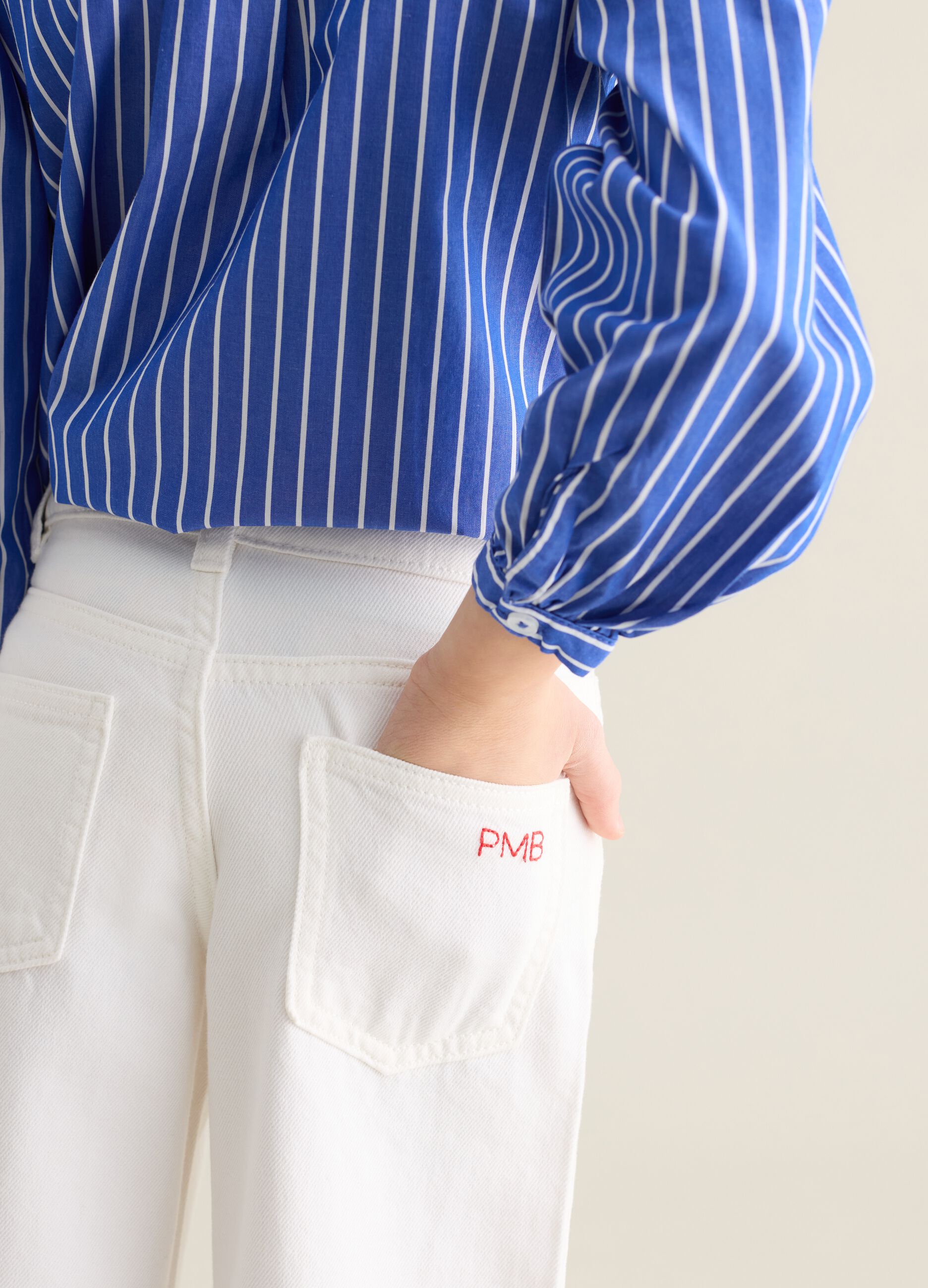 Palazzo jeans with five pockets and logo embroidery