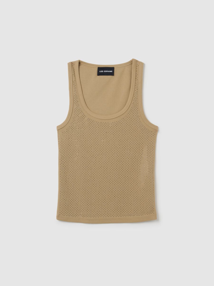 Canotta da donna in misto beige fitted_0