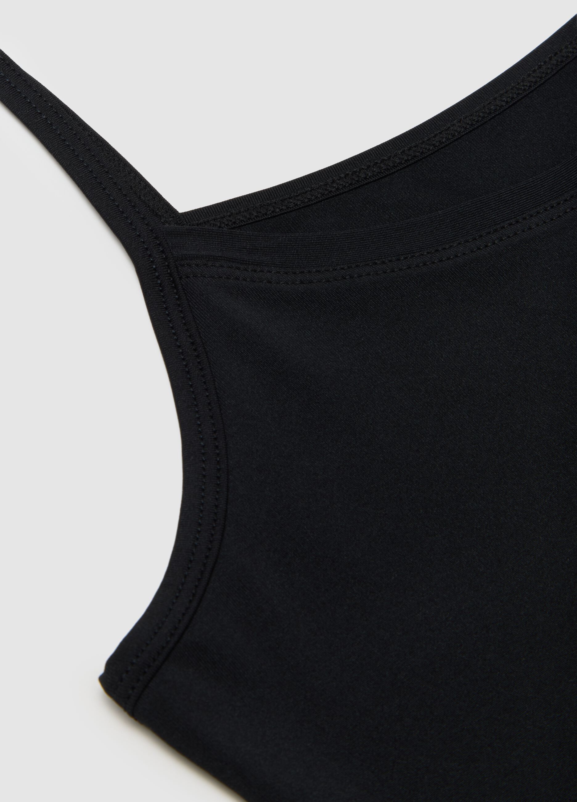Black stretch fabric top regular fit
