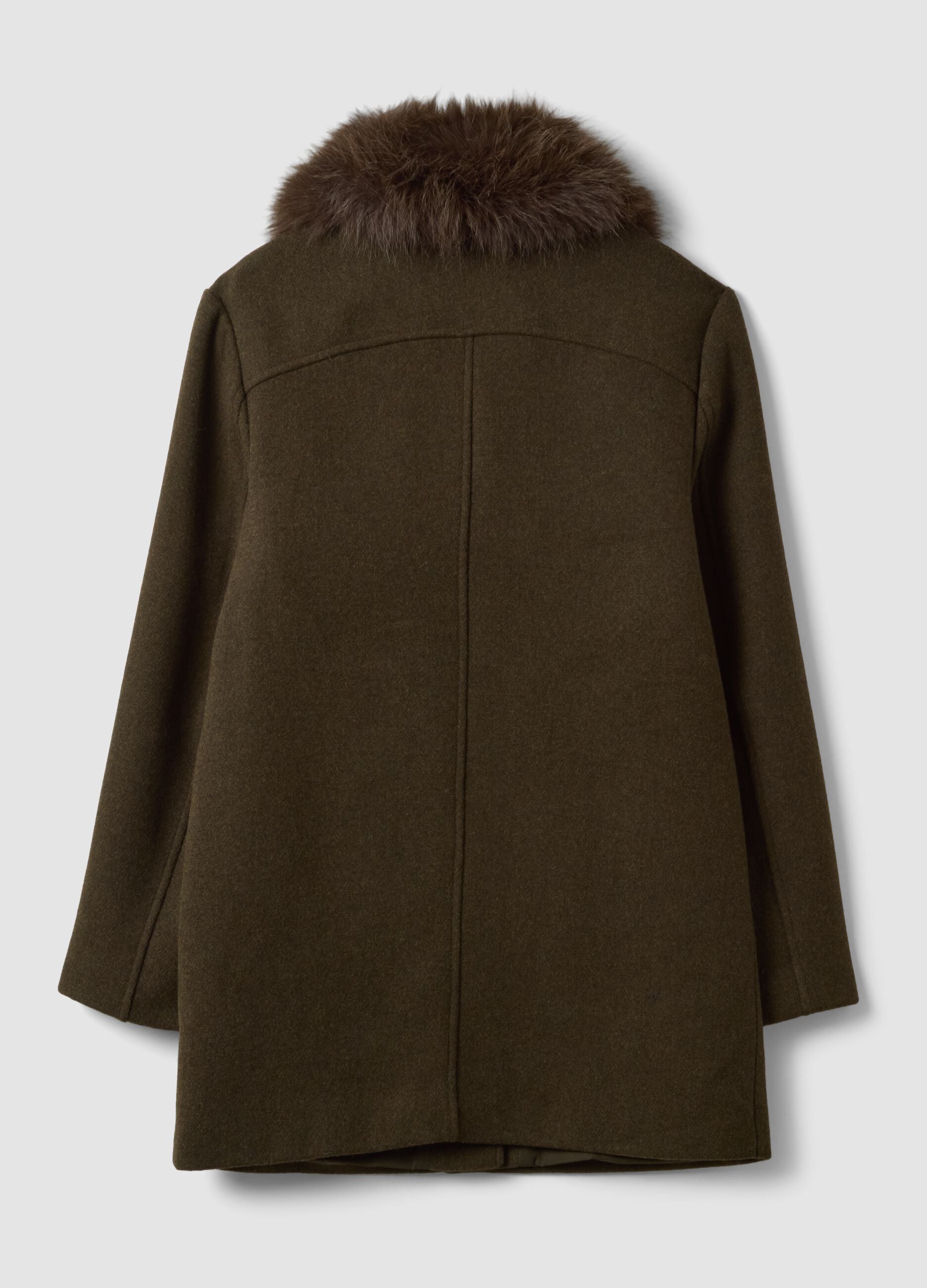 Brown wool and viscose-blend coat with contrast collar