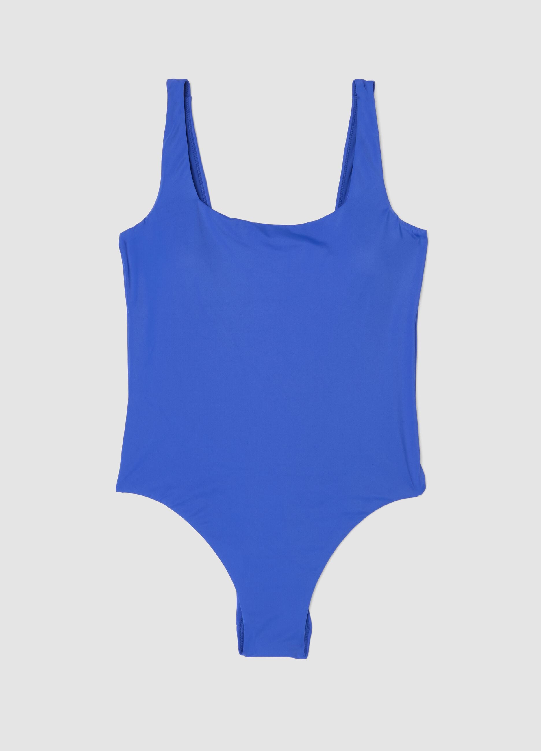 Costume intero blu in tessuto elasticizzato