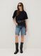 T-shirt nera in puro cotone con inserto in pizzo relaxed fit_1