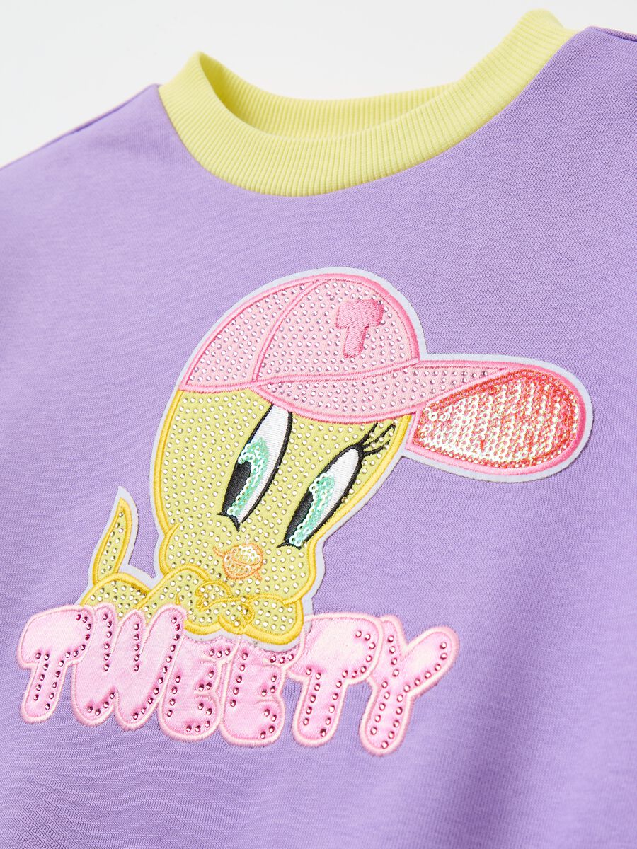 Colourblock sweatshirt with Tweetie Pie patch and diamantés_2