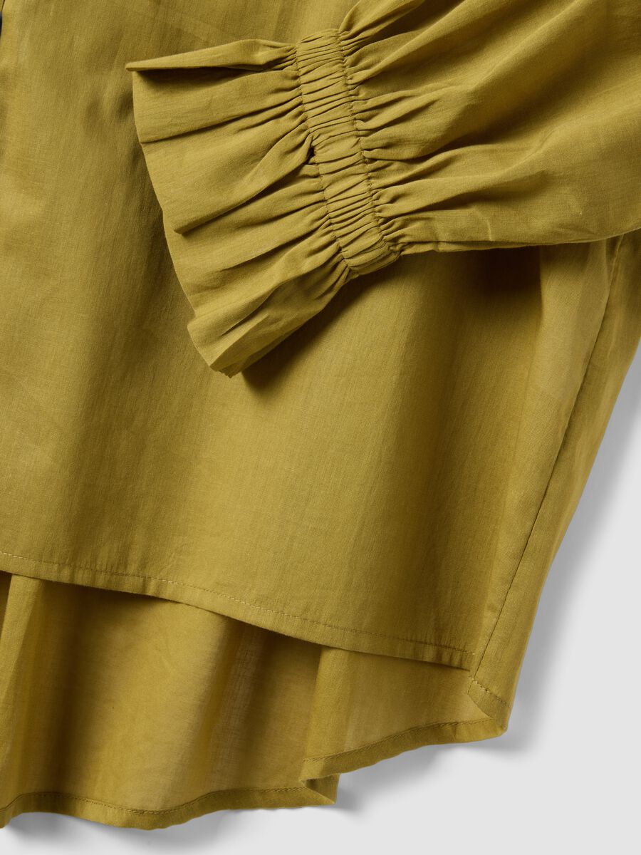 Green short-sleeved pure cotton shirt_5