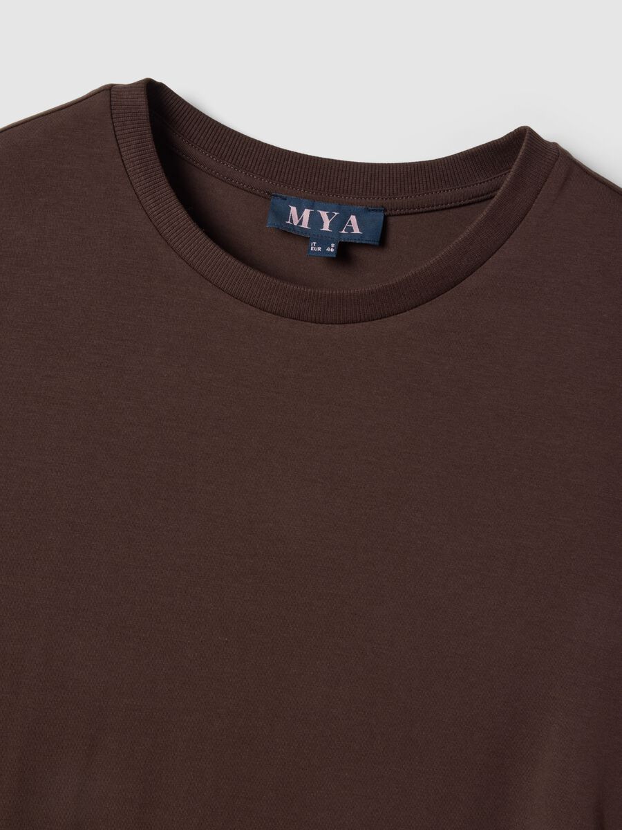 Vestito in cotone elasticizzato marrone regular fit_5