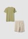 Green pure cotton set with T-shirt and shorts_1