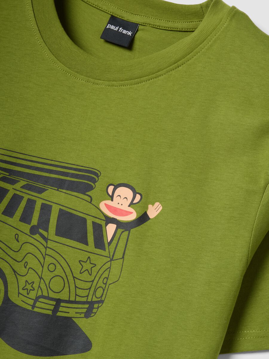T-shirt verde con stampa Paul Frank in puro cotone regular fit_5