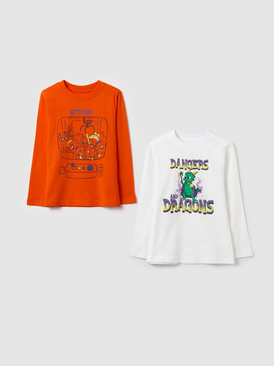 Two-pack long-sleeved T-shirts in cotton with print_0