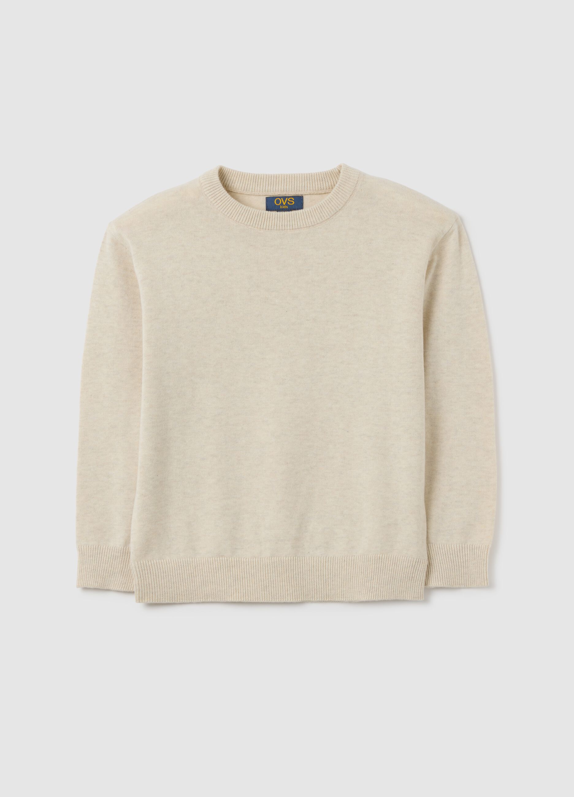 Beige regular fit cotton jumper for children