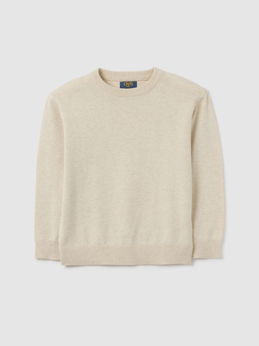 Beige regular fit cotton jumper for children_0