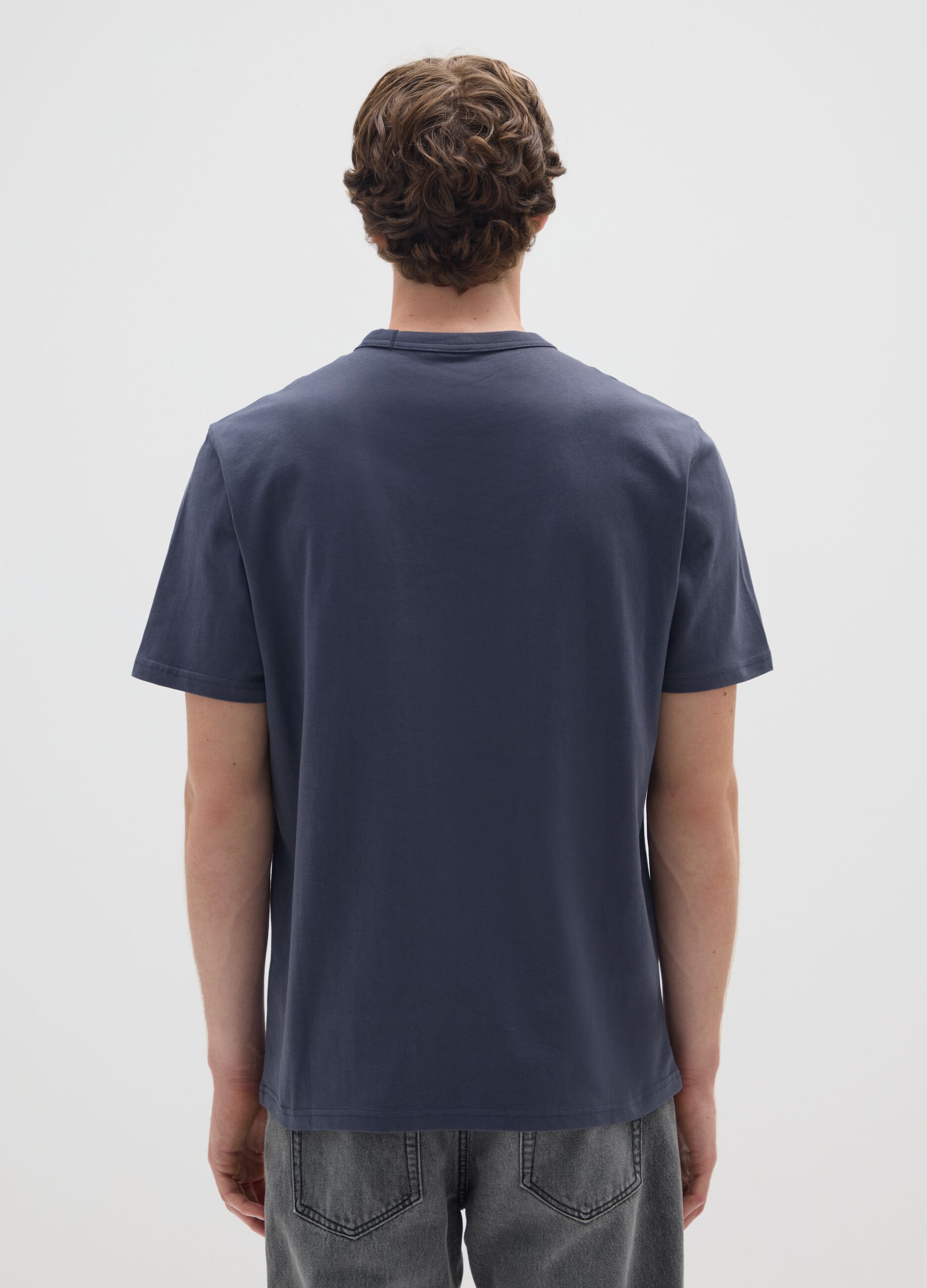 Blue pure cotton T-shirt with regular fit