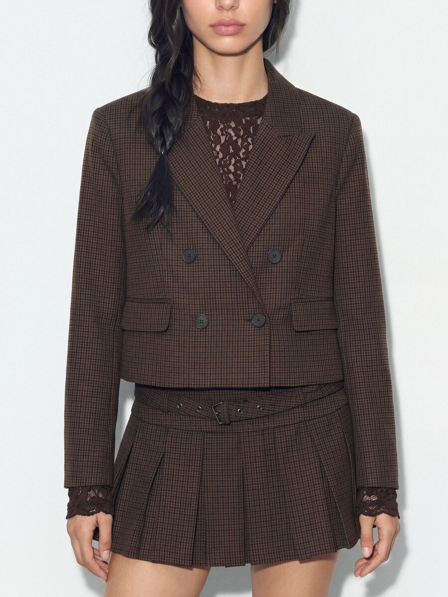 Blazer crop marrone in viscosa elasticizzata_3