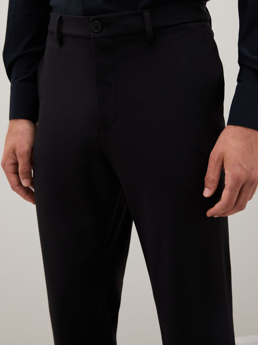 Slim fit black stretch fabric trousers_2