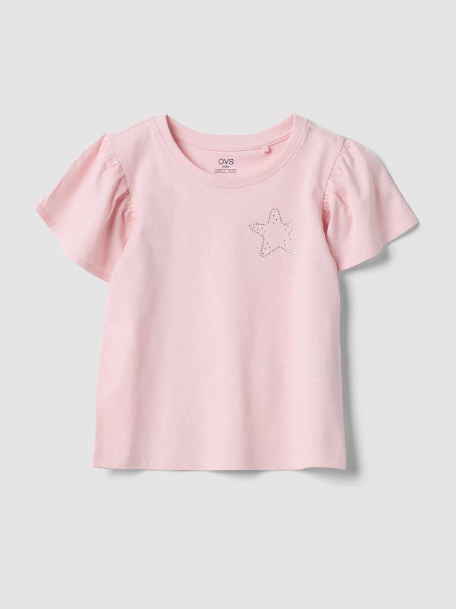 Girls&rsquo; pink pure cotton regular-fit T-shirt with star_0