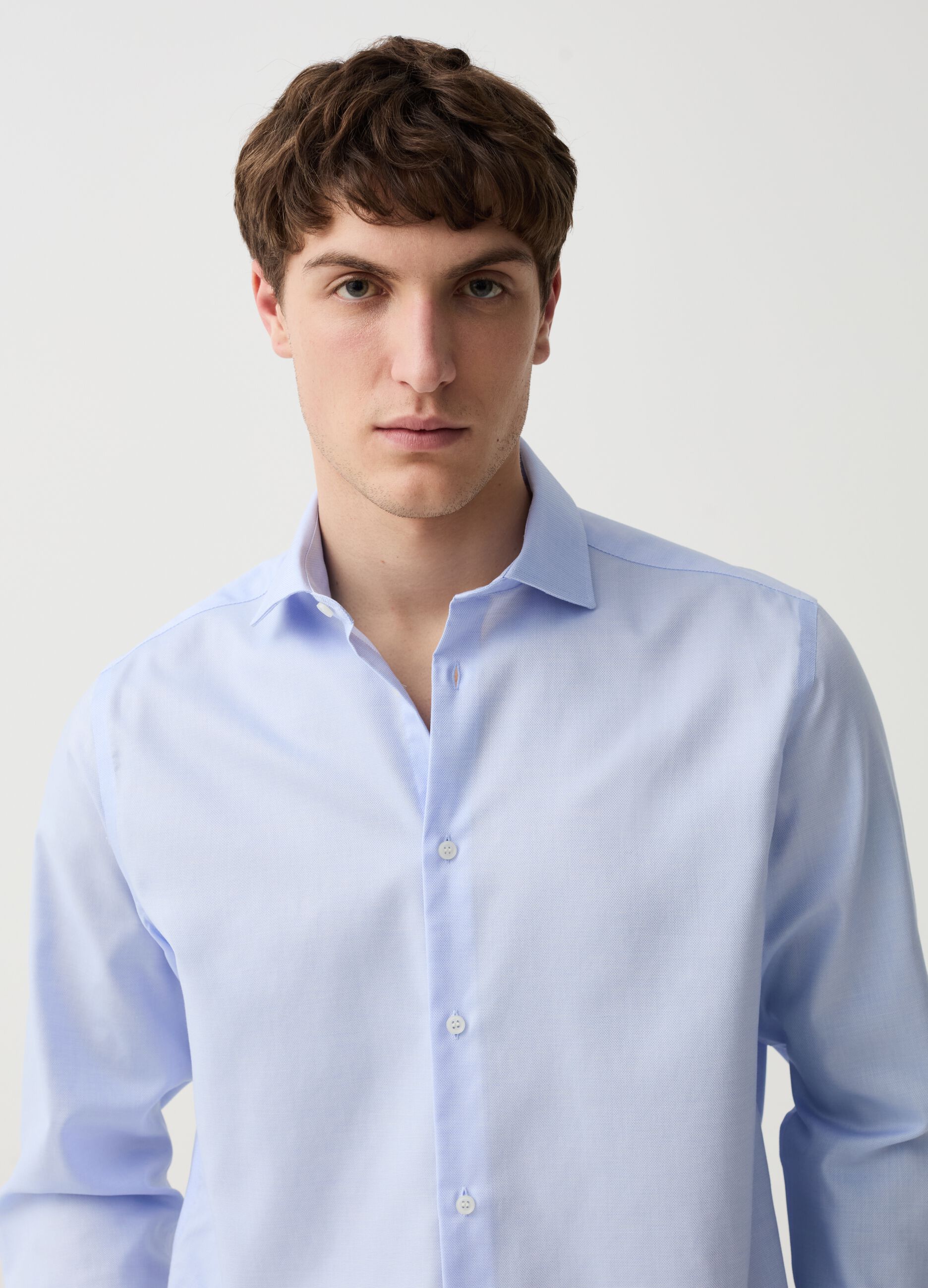Regular-fit shirt in no-iron cotton