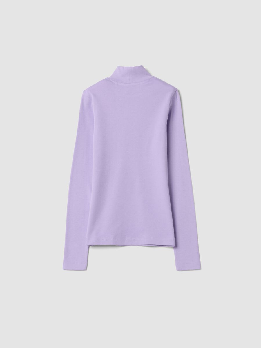 Purple organic cotton slim-fit high-neck T-shirt_1