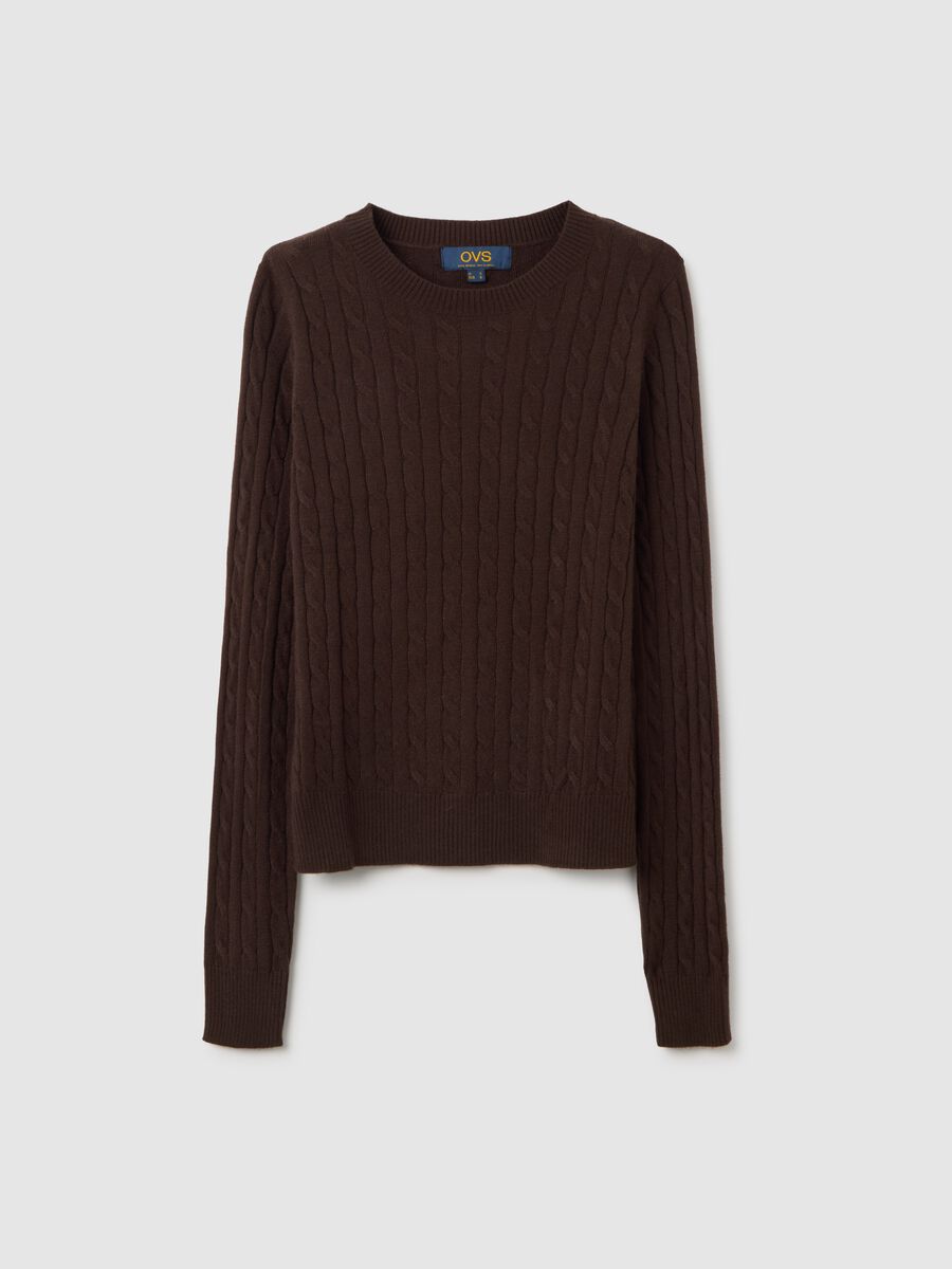 Pullover marrone con collo rotondo_0