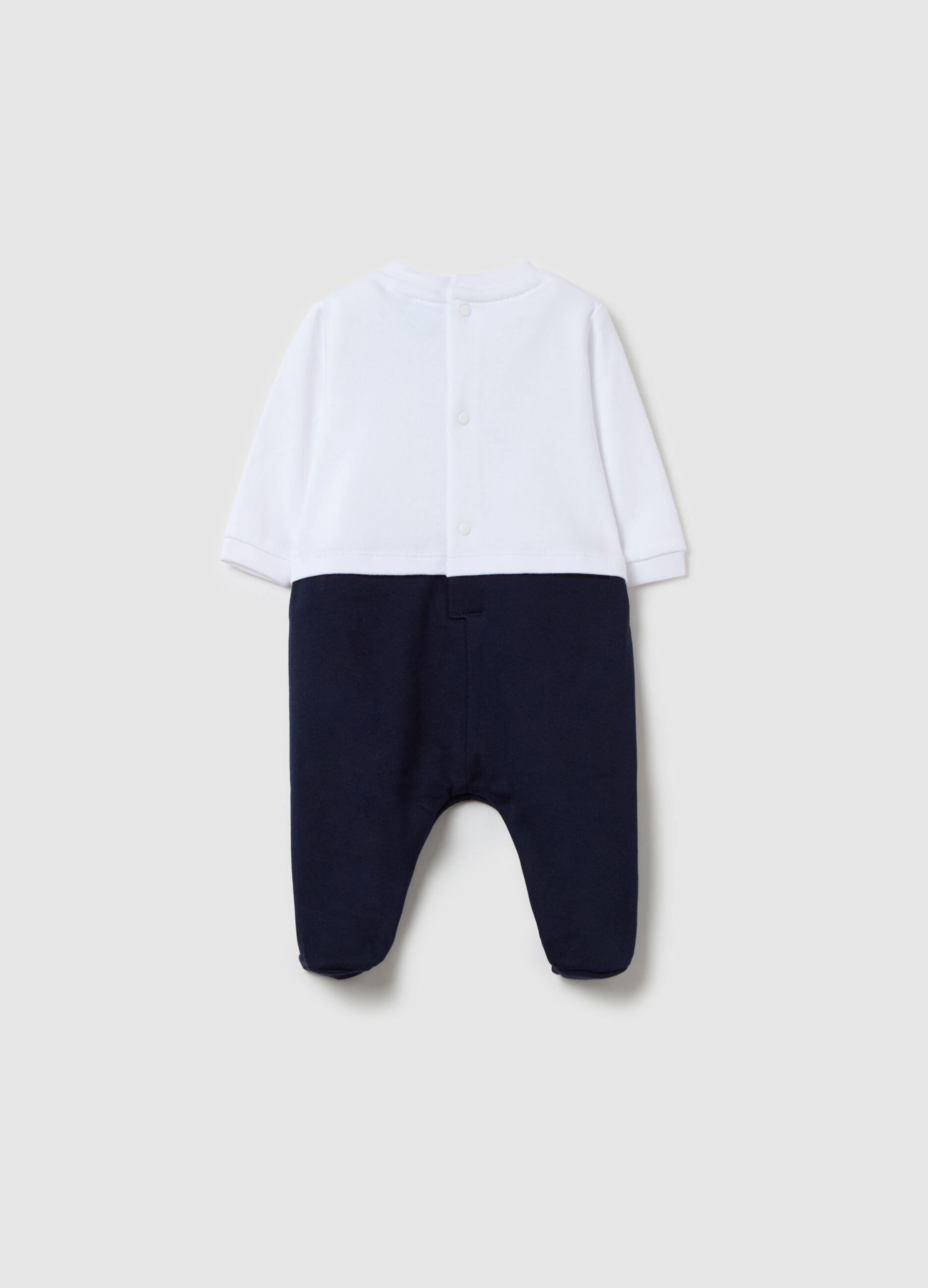 Cotton onesie with feet and Mickey Mouse print