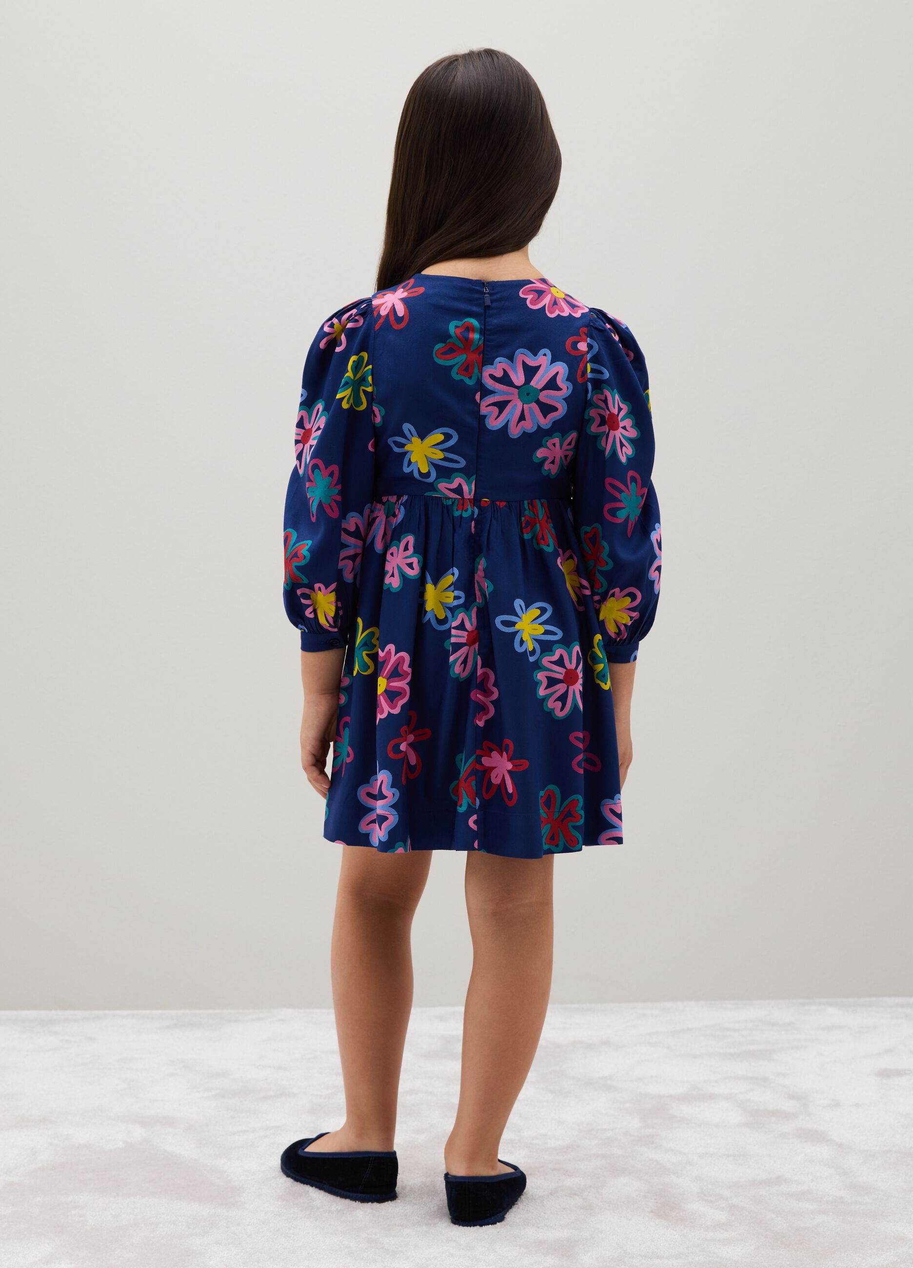 Girls' dress in pure multicolour viscose regular fit