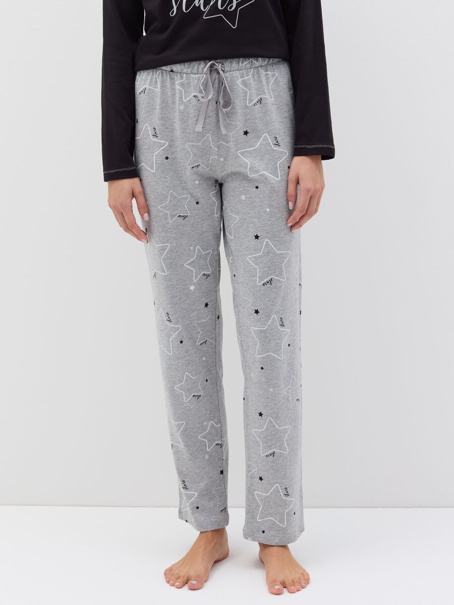 Long pyjamas in organic cotton with stars print_2